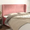 Image de vidaXL Tête de lit avec oreilles Rose 163x23x118/128 cm Velours