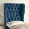 Image de vidaXL Vidaxl Tête De Lit Avec Oreilles Bleu Foncé 83x23x118/128 Cm Velours