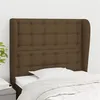 Image de vidaXL Tête de lit avec oreilles Marron foncé 83x23x118/128 cm Tissu