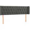 Image de vidaXL Vidaxl Tête De Lit Avec Oreilles Gris Foncé 147x16x78/88 Cm Velours