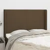 Image de vidaXL Tête de lit avec oreilles Marron foncé 147x16x118/128 cm Tissu