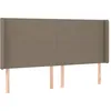 Image de vidaXL Vidaxl Tête De Lit Avec Oreilles Taupe 203x16x118/128 Cm Tissu