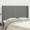 Image de vidaXL Tête de lit avec oreilles Gris foncé 147x16x118/128 cm Tissu