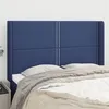 Image de vidaXL Tête de lit avec oreilles Bleu 147x16x118/128 cm Tissu