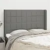 Image de vidaXL Tête de lit avec oreilles Gris foncé 147x16x118/128 cm Tissu