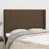 Image de vidaXL Tête de lit avec oreilles Marron foncé 147x16x118/128 cm Tissu