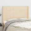 Image de vidaXL Tête de lit avec oreilles Crème 147x16x118/128 cm Tissu