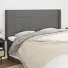 Image de vidaXL Tête de lit avec oreilles Gris foncé 163x16x118/128 cm Tissu