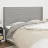 Image de vidaXL Tête de lit avec oreilles Gris clair 183x16x118/128 cm Tissu
