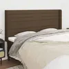 Image de vidaXL Tête de lit avec oreilles Marron foncé 203x16x118/128 cm Tissu3119745