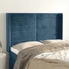 Image de vidaXL Tête de lit avec oreilles Bleu foncé 147x16x118/128 cm Velours