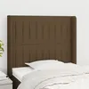 Image de vidaXL Tête de lit avec oreilles Marron foncé 103x16x118/128 cm Tissu