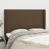 Image de vidaXL Tête de lit avec oreilles Marron foncé 147x16x118/128 cm Tissu