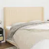 Image de vidaXL Tête de lit avec oreilles Crème 163x16x118/128 cm Tissu