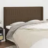 Image de vidaXL Tête de lit avec oreilles Marron foncé 203x16x118/128 cm Tissu3119843