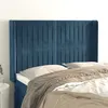 Image de vidaXL Tête de lit avec oreilles Bleu foncé 147x16x118/128 cm Velours