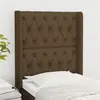 Image de vidaXL Tête de lit avec oreilles Marron foncé 83x16x118/128 cm Tissu