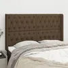 Image de vidaXL Tête de lit avec oreilles Marron foncé 147x16x118/128 cm Tissu