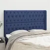 Image de vidaXL Tête de lit avec oreilles Bleu 147x16x118/128 cm Tissu