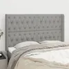 Image de vidaXL Tête de lit avec oreilles Gris clair 163x16x118/128 cm Tissu