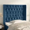 Image de vidaXL Tête de lit avec oreilles Bleu foncé 103x16x118/128 cm Velours