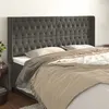 Image de vidaXL Tête de lit avec oreilles Gris foncé 203x16x118/128 cm Velours