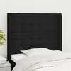 Image de vidaXL Tête de lit avec oreilles Noir 103x16x118/128 cm Tissu