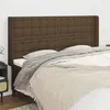 Image de vidaXL Tête de lit avec oreilles Marron foncé 183x16x118/128 cm Tissu