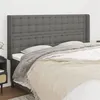 Image de vidaXL Tête de lit avec oreilles Gris foncé 203x16x118/128 cm Tissu3120037