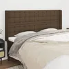 Image de vidaXL Tête de lit avec oreilles Marron foncé 203x16x118/128 cm Tissu