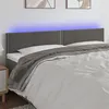 Image de vidaXL Tête de lit à LED Gris foncé 200x5x78/88 cm Velours