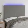 Image de vidaXL Tête de lit à LED Gris foncé 144x5x118/128 cm Tissu