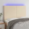 Image de vidaXL Tête de lit à LED Crème 144x5x118/128 cm Tissu