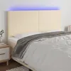 Image de vidaXL Tête de lit à LED Crème 160x5x118/128 cm Tissu