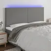 Image de vidaXL Tête de lit à LED Gris foncé 200x5x118/128 cm Tissu