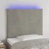 Image de vidaXL Tête de lit à LED Gris clair 100x5x118/128 cm Velours