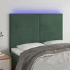Image de vidaXL Tête de lit à LED Vert foncé 144x5x118/128 cm Velours
