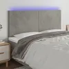 Image de vidaXL Tête de lit à LED Gris clair 200x5x118/128 cm Velours