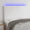 Image de vidaXL Tête de lit à LED Blanc 144x5x118/128 cm Similicuir