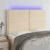 Image de vidaXL Tête de lit à LED Crème 144x5x118/128 cm Tissu
