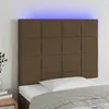 Image de vidaXL Tête de lit à LED Marron foncé 100x5x118/128 cm Tissu