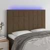 Image de vidaXL Tête de lit à LED Marron foncé 144x5x118/128 cm Tissu