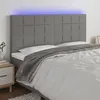 Image de vidaXL Tête de lit à LED Gris foncé 200x5x118/128 cm Tissu