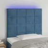 Image de vidaXL Tête de lit à LED Bleu foncé 80x5x118/128 cm Velours