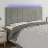Image de vidaXL Tête de lit à LED Gris clair 160x5x118/128 cm Velours