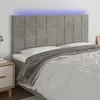 Image de vidaXL Tête de lit à LED Gris clair 200x5x118/128 cm Velours