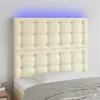 Image de vidaXL Tête de lit à LED Crème 80x5x118/128 cm Similicuir