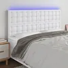 Image de vidaXL Tête de lit à LED Blanc 160x5x118/128 cm Similicuir