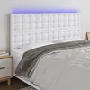 Image de vidaXL Tête de lit à LED Blanc 200x5x118/128 cm Similicuir