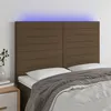 Image de vidaXL Tête de lit à LED Marron foncé 144x5x118/128 cm Tissu